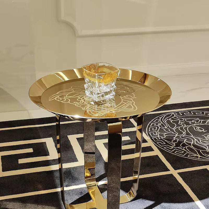 Goldener Portrait Side Table Ø40 x 50 cm aus Edelstahl als skulpturales Designobjekt
