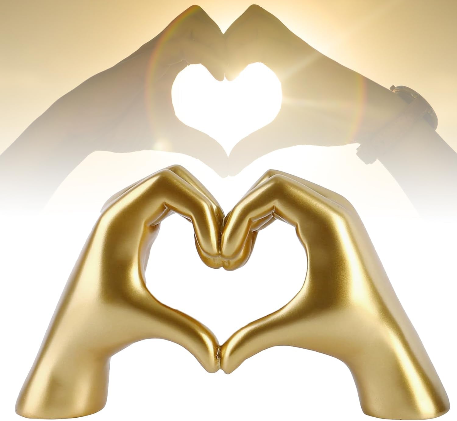 Liebesfingerstatue Moderne, Goldene Gestendekoration, Moderne Kunstskulptur Personalisierter Finger Perfekt Für Kreative Hochzeits- Und Desktop -Dekoratio (Gold, L)