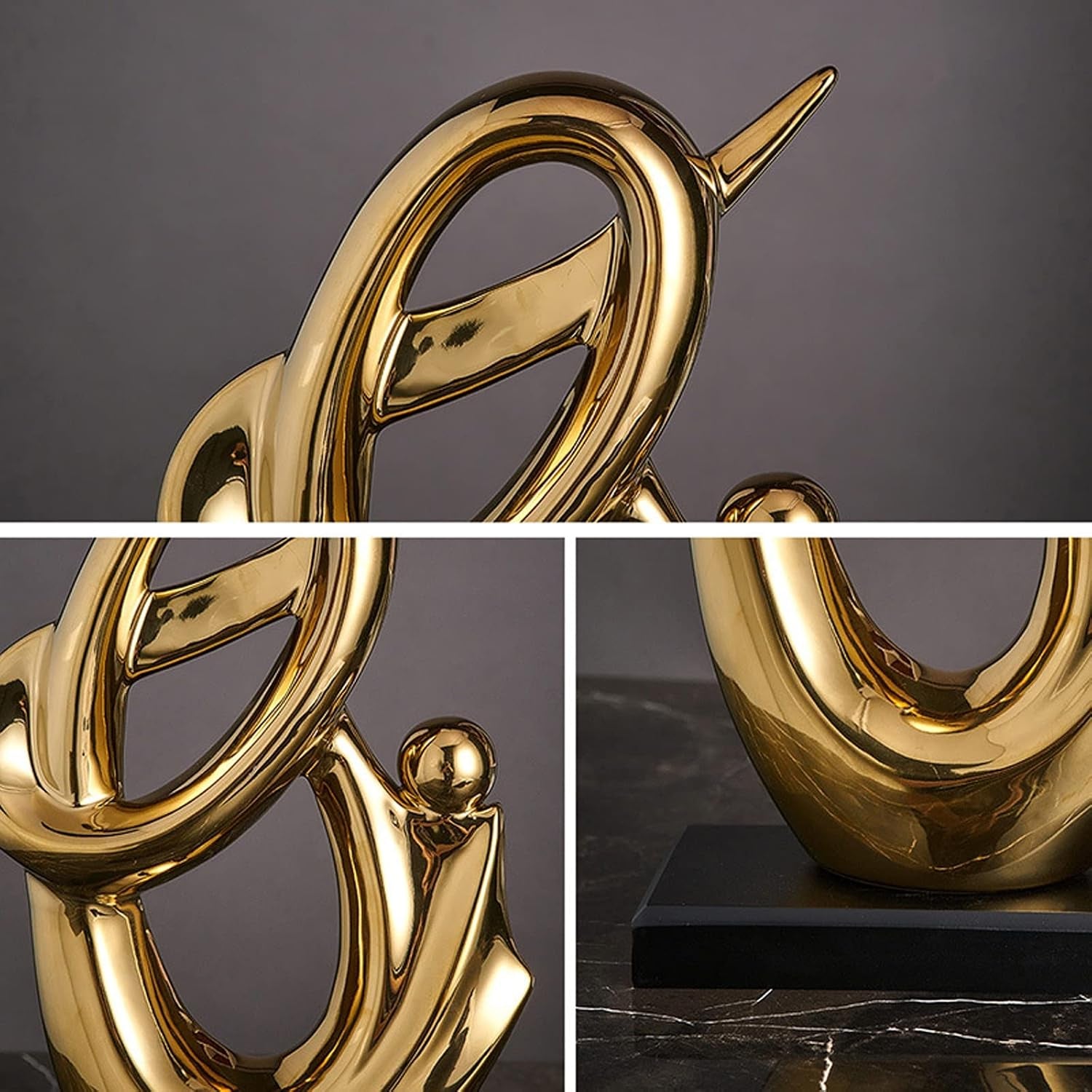 Home Deco Keramik Abstrakte Skulptur Deko Geschenk Silber Statue Büro Zuhause Wohnzimmer Dekoration Gold (Gold)