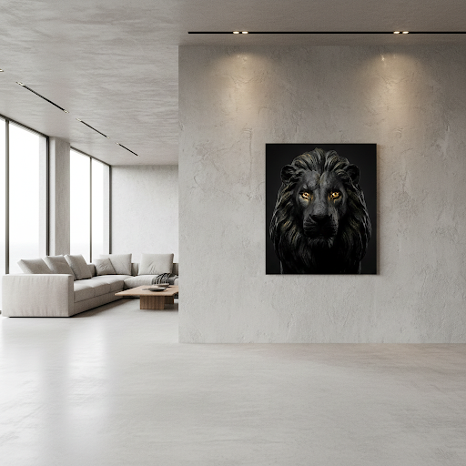 [THE LION KING | Wandbild Löwe Schwarz Gold | Motivation & Führung | Digital Download] - Luxus Wandbild mit 24 Karat Gold | Dark Luxury Interior & Wanddekoration.