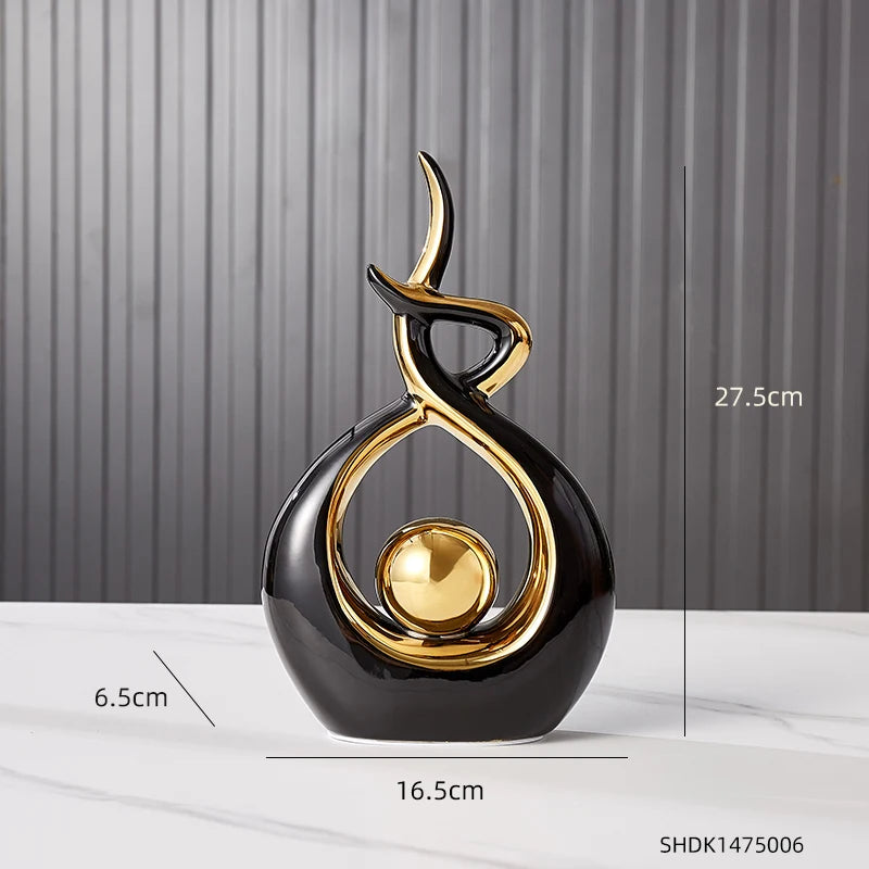 Abstract Ceramic Sculpture Golden Statue Modern Home Decoration Living Room Desktop Office Decoration Accessories Craftsgift2022