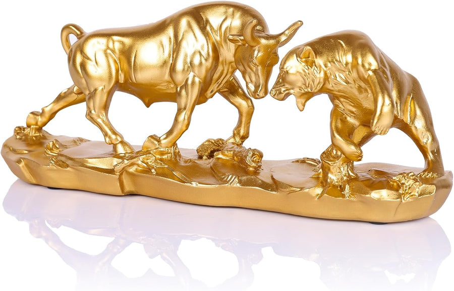 Wall Street Bull & Bear Gold | Trader Skulptur fürs Büro