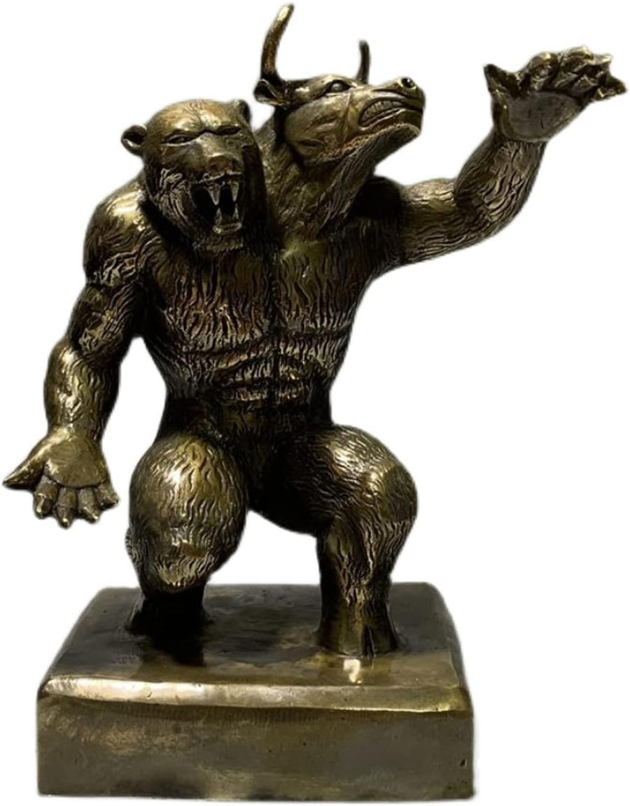Bulle Und Bär Skulptur/Statue Feng Shui Zur Dekoration, Geschenk Für Börsenfans, Händler Und Investoren.,Bronze,Style2