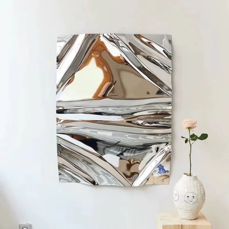 Modern Luxury Home Decor Handmade Metal Wall Sculpture Chrome Abstract 3D Wall Hanging Art Artwork Hotel Lobby Gold Metal Art