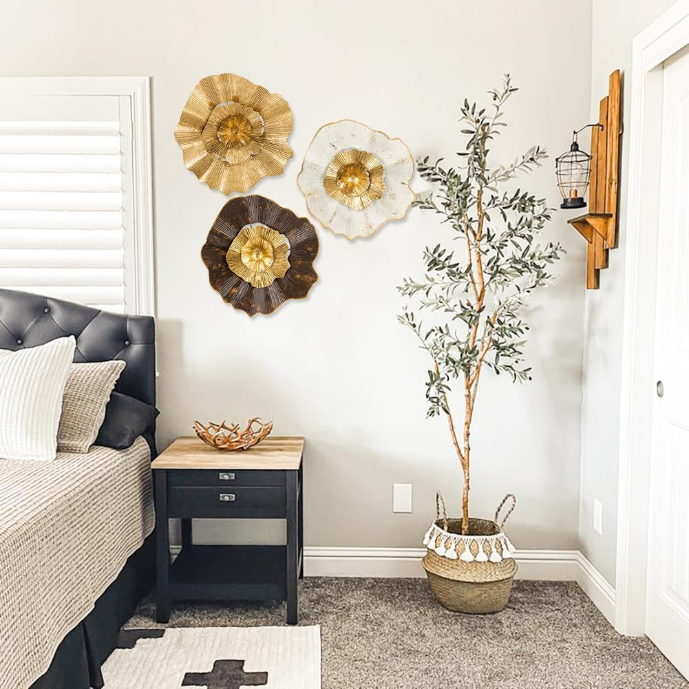 Gold Wall Circles 3er-Set 30 x 30 cm | Metall-Wandobjekte