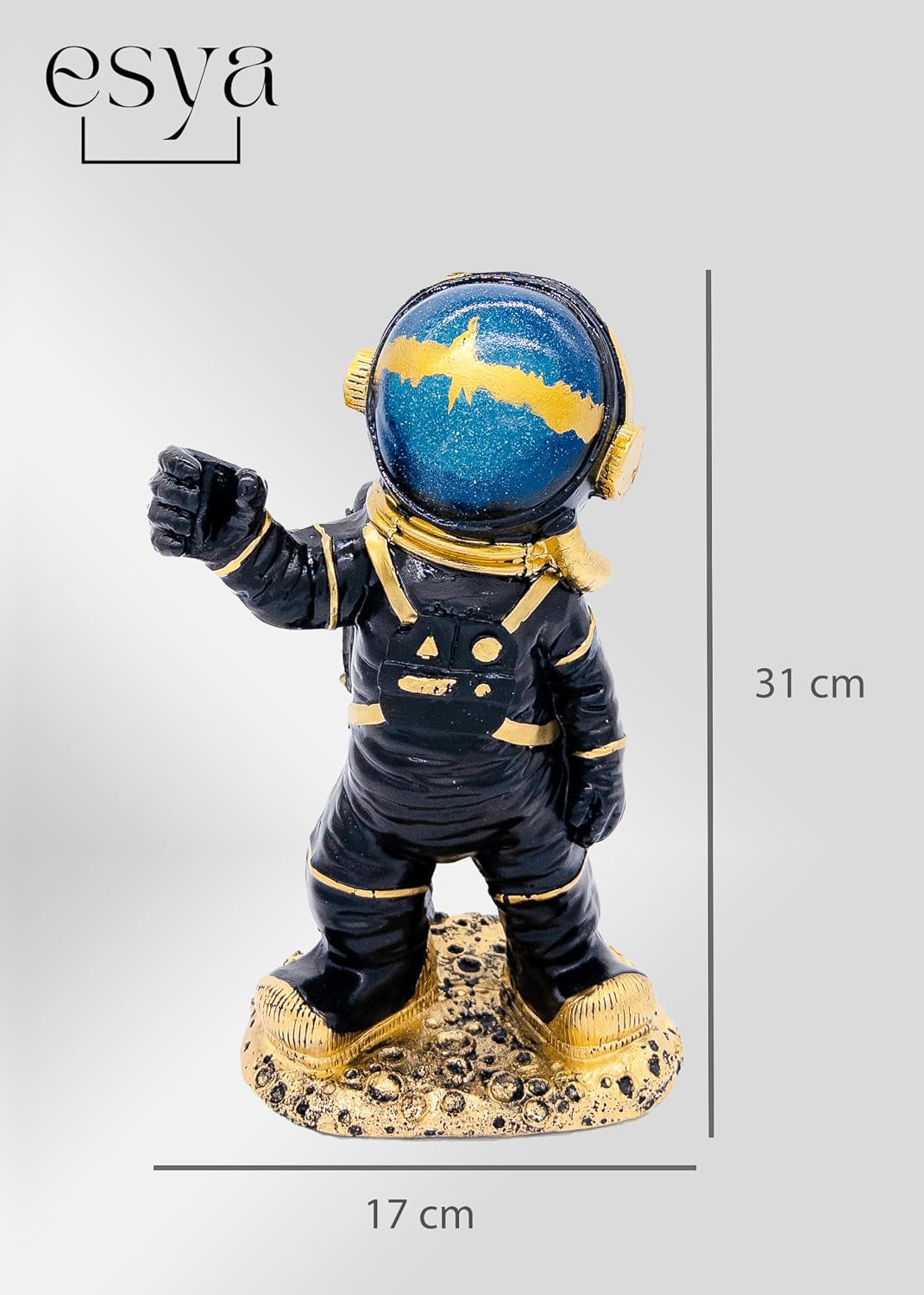 Design | Astronaut Figur Deko Schwarz Gold XL 31Cm Statue Dekoration Modern Wohnzimmer Büro Kunst Mond Weltall Raumschiff