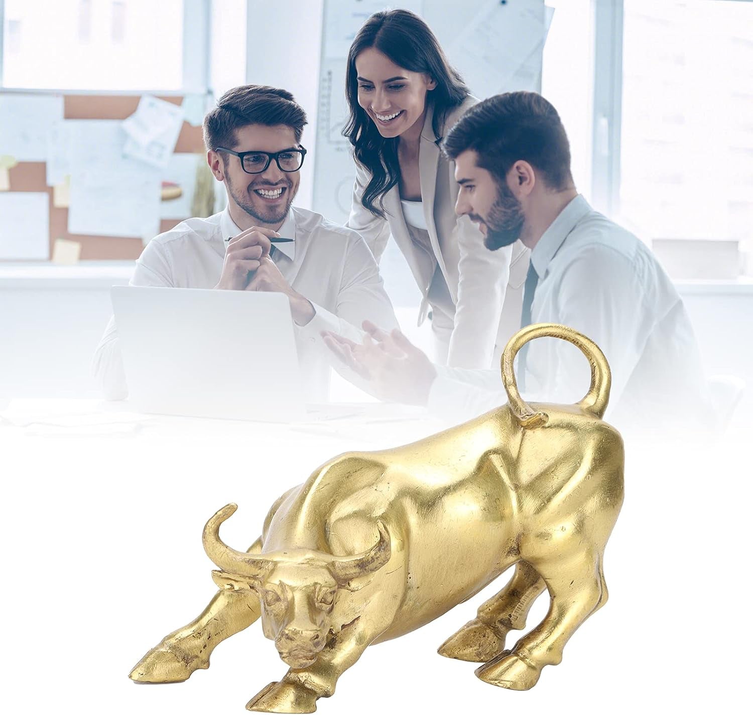 Wall Street Bull 11,7 cm | Messing-Stier für Office & Desk