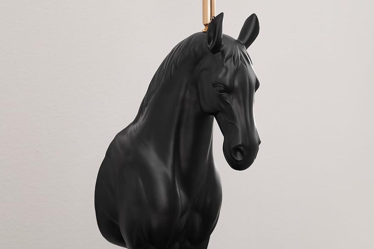 Black Beauty Pferde-Tischlampe | Schwarz-Gold 75 cm