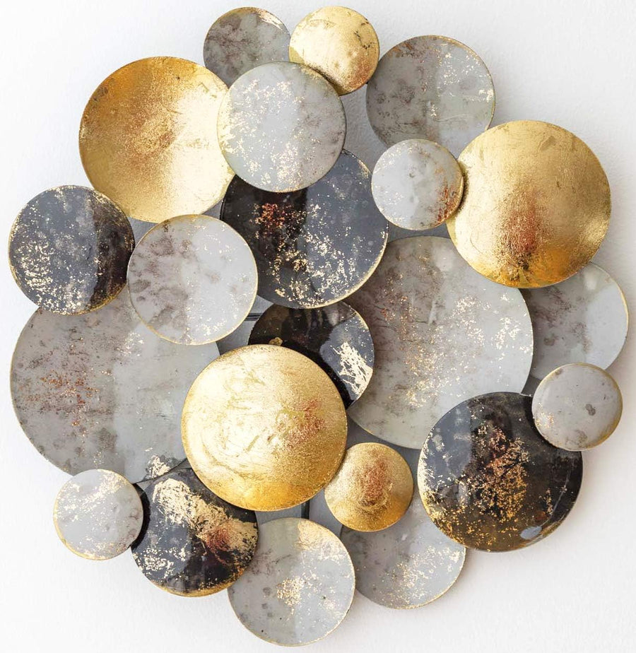 Circle Gold Metall-Wandobjekt 3D Wandskulptur Ø 30 cm