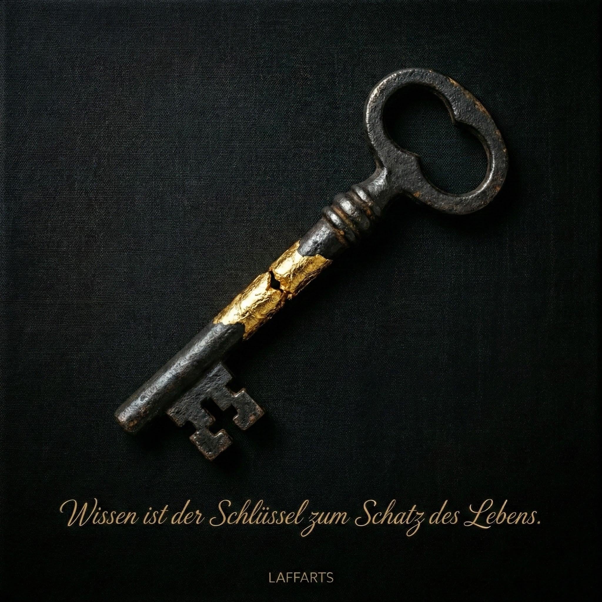 [Schlüssel Wandbild Gold – Digitale Kunst mit vergoldeten Details] - Luxus Wandbild mit 24 Karat Gold | Dark Luxury Interior & Wanddekoration.