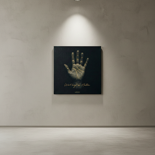 [Leinwandkunst "Wert liegt im Halten"| Zeitloses Statement mit Goldenen Details X LAFFARTS] - Luxus Wandbild mit 24 Karat Gold | Dark Luxury Interior & Wanddekoration.