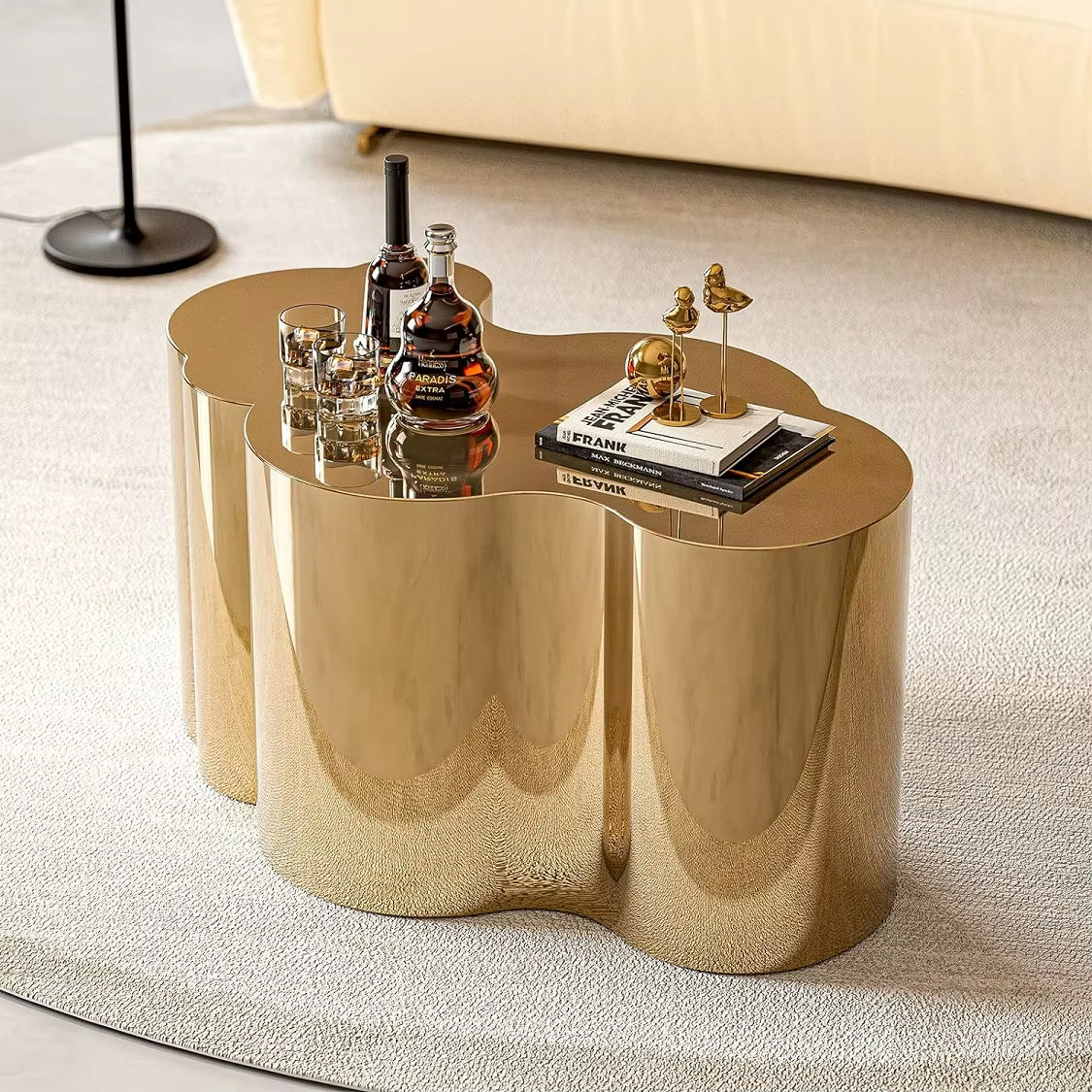 High Quality Luxury Gold Stainless Steel Coffee Table Unique Shape Center Side Table for Home Hotel Living Room Furniture