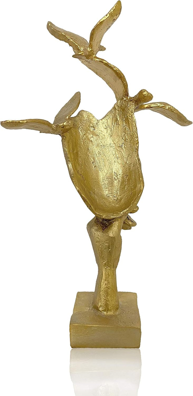 Goldene Büste mit Vogel 30 cm | Abstrakte Deko-Skulptur Detail 1