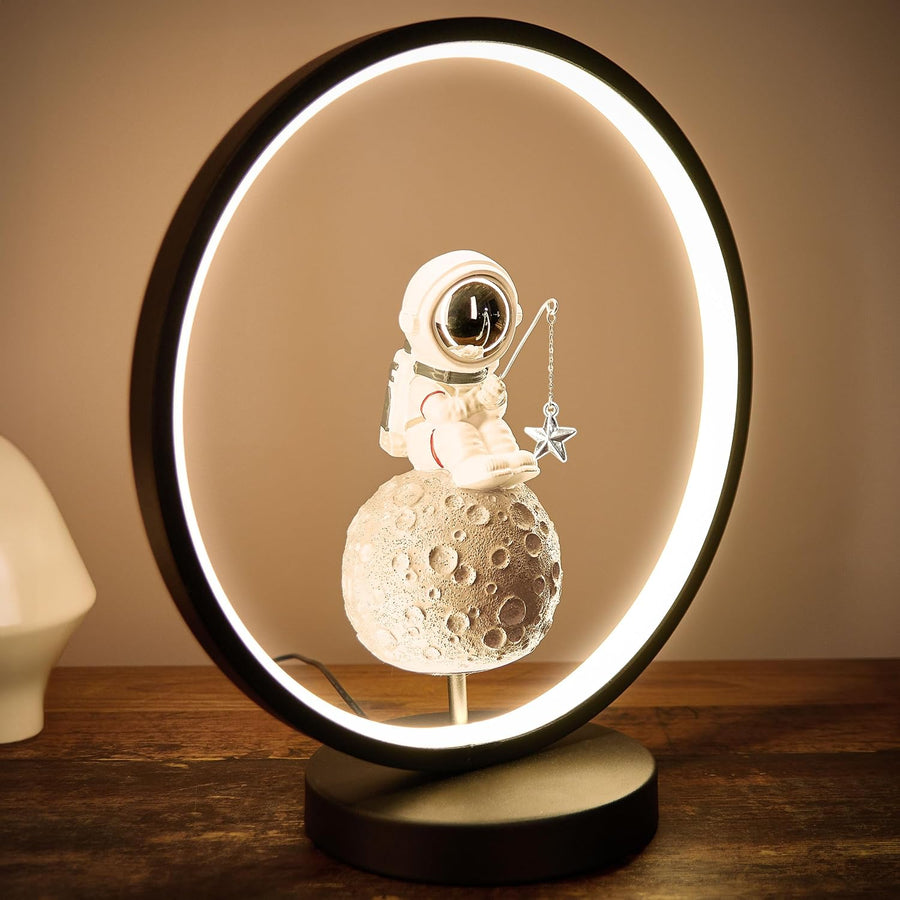 Fishing Astronaut Gold | Pop-Art Tischleuchte 32 cm