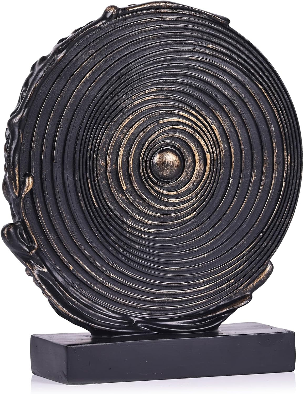 Black-Gold Round Sculpture | Moderne Skulptur 25 cm