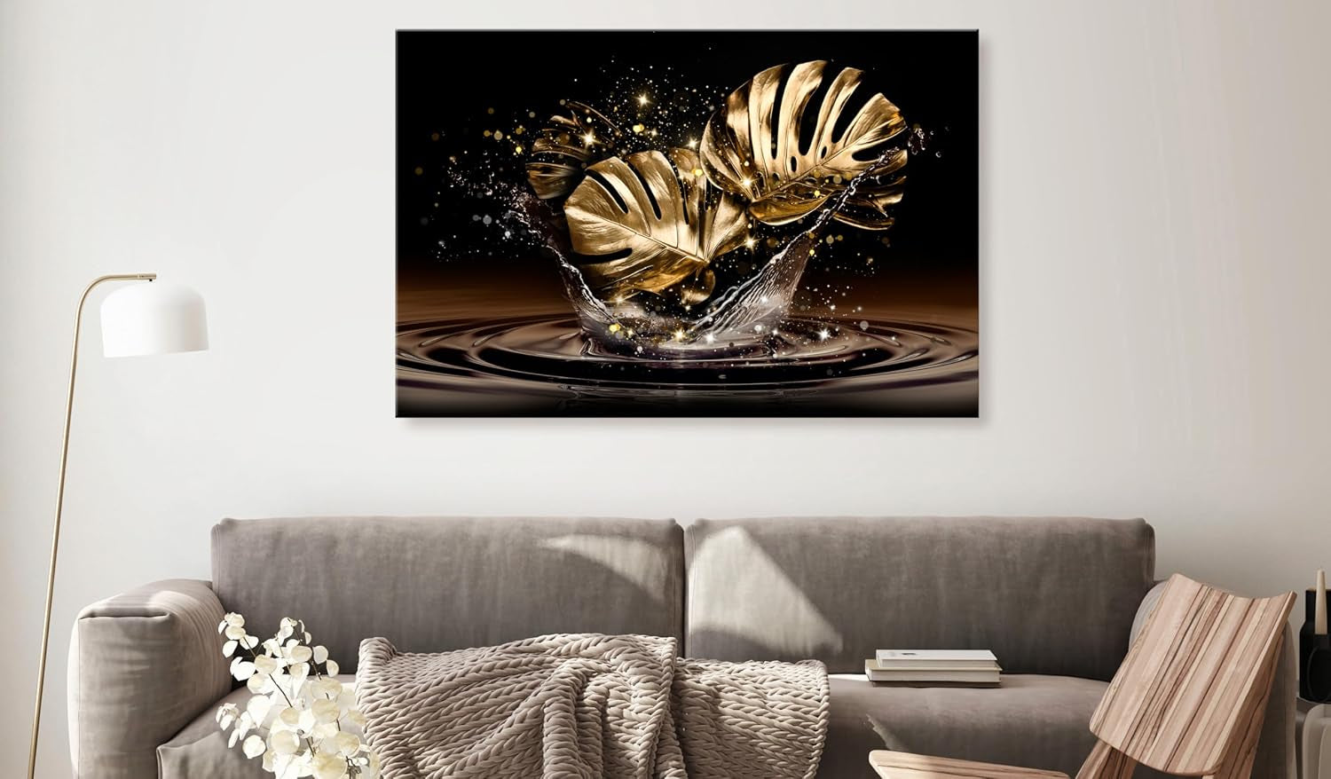 Golden Leaves Acrylglasbild | Wandbild 120 x 80 cm