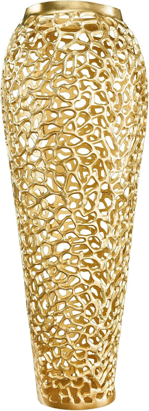 Riess Ambiente Filigrane Design XXL Vase Abstract Leaf 90Cm Gold Handarbeit Große Dekovase Für Wohnzimmer, Flur, Schlafzimmer, Bad