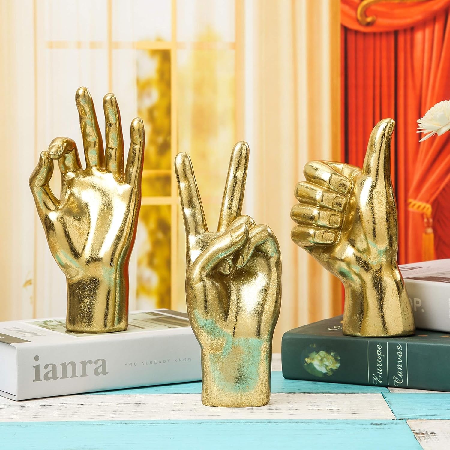 Victory Hand Gold 21,6 cm | Symbol-Skulptur für Office Detail 7