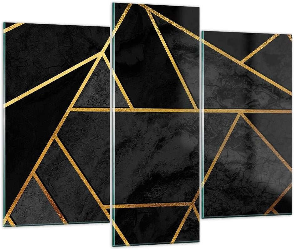 Abstract Gold Glasbild XXL Schwarz-Gold 130 x 100 cm