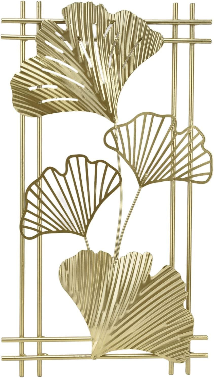 Goldene Metall-Wanddekoration, Alltägliche Dekoration Andere Dekorationsartikel Goldenes Blatt, Wandbehang, Kunstskulptur Mit Rahmen Für Wohnzimmer, Büro, Zuhause, Hotel
