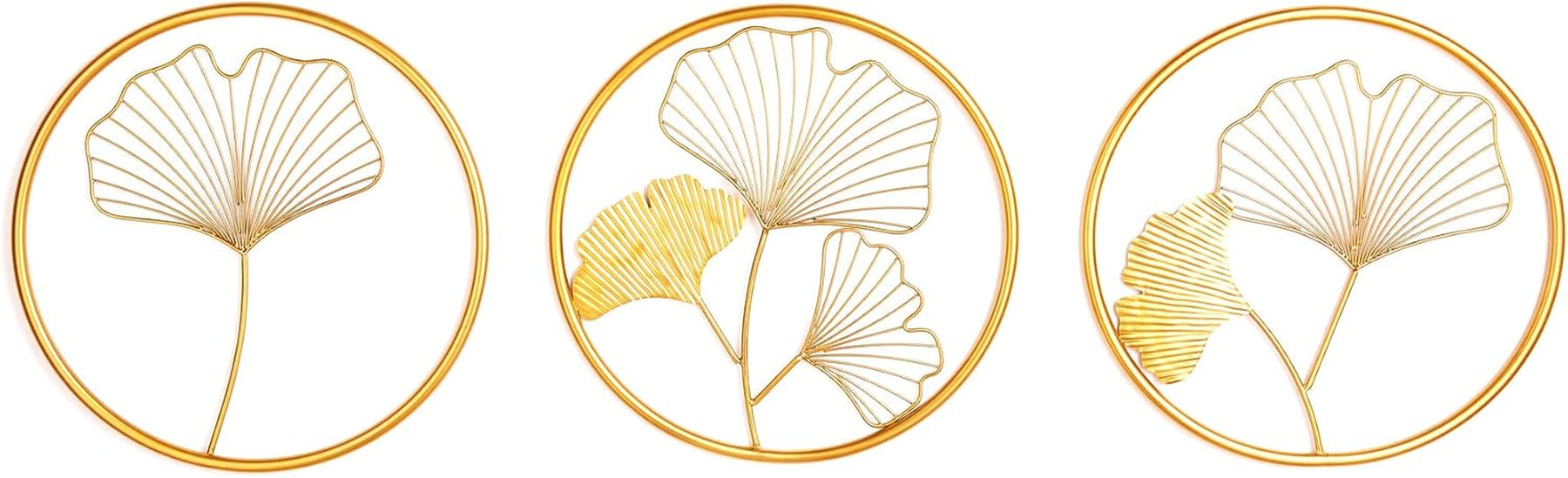 Riess Ambiente Elegante Wanddeko 3Er Set GINKGO 40Cm Gold in Filigraner Blattform Wanddekoration Dekoration Wand