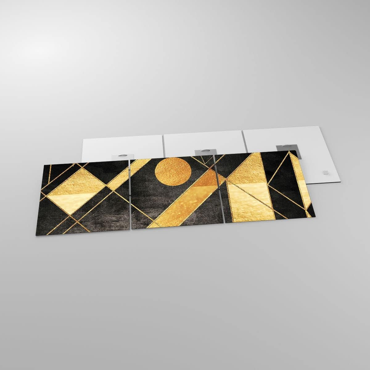 Golden Figures Glasbild Schwarz-Gold Wandkunst 90 x 30 cm