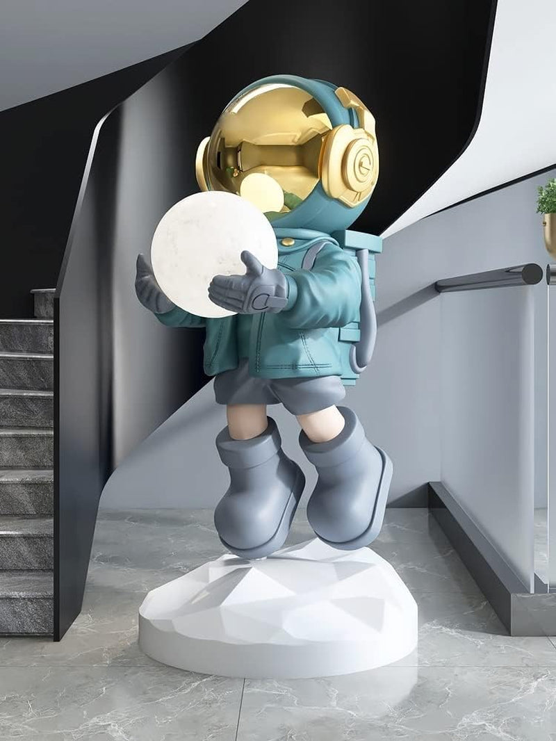 Statuen Home Decor Moderne Kunst Astronaut Statue Skulptur Korridor Licht Bodendekoration Ornamente Skulptur Deko (Color : Gold)