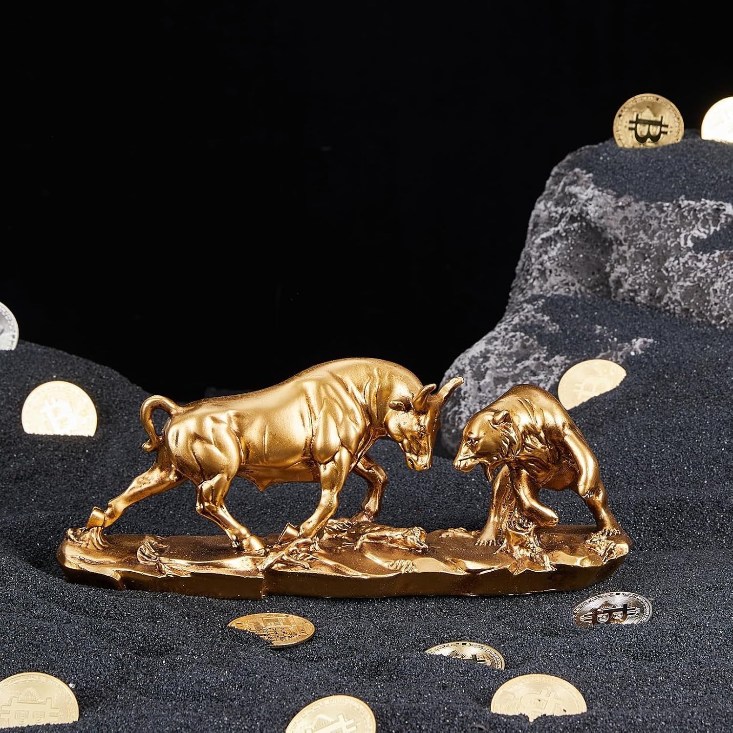 Wall Street Bull & Bear Gold | Börsenfigur 28 cm