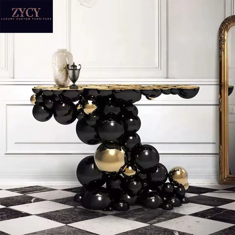Black-Gold Bubble Console Table 125 x 40 x 85 cm als Luxury Entry Piece