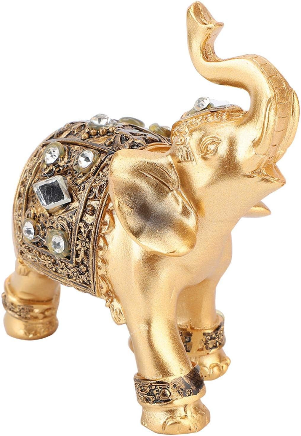 Deko Elefanten Figuren Gold 9 X 9 Cm Kleine Harz Feng Shui Elephant Statue Oriental Elefant Skulptur Reichtum Gluecksbringer Figur Für Home Büro Dekoration
