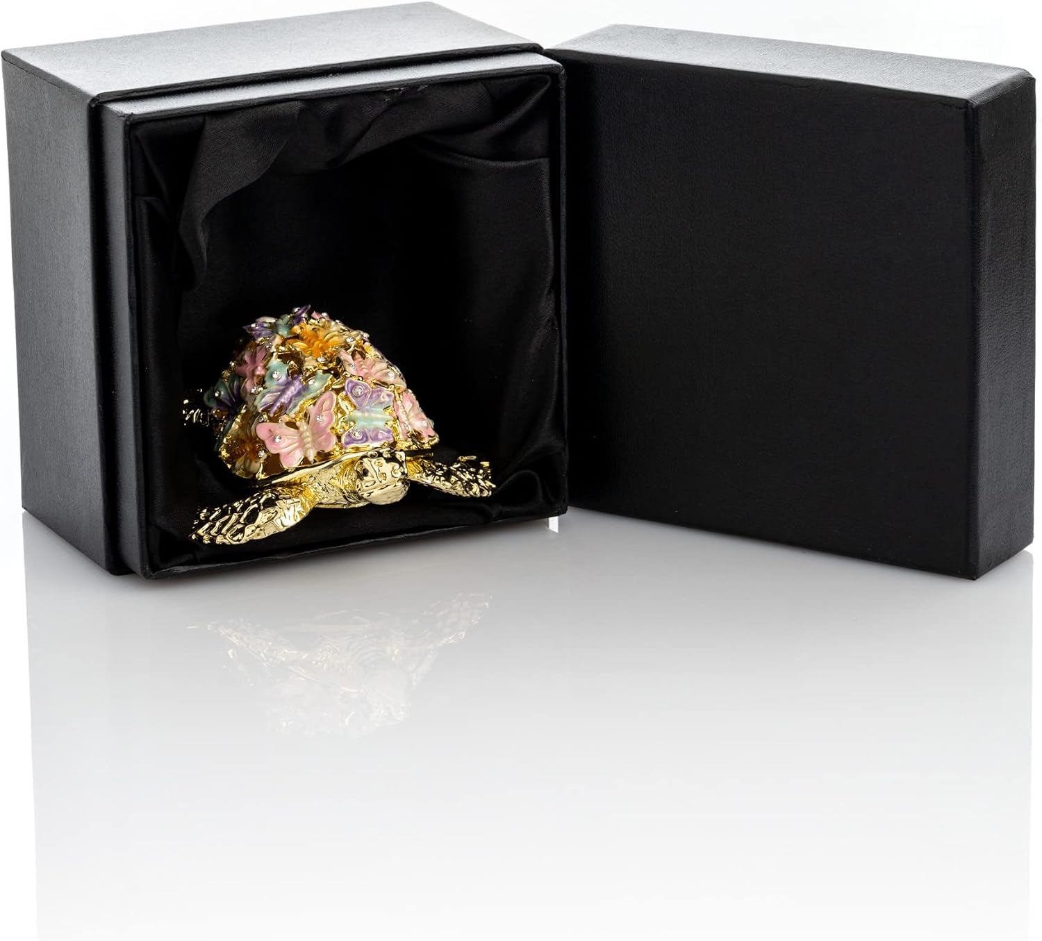 Golden Turtle Schmuckbox | Schmuckkästchen mit Kristall-Look