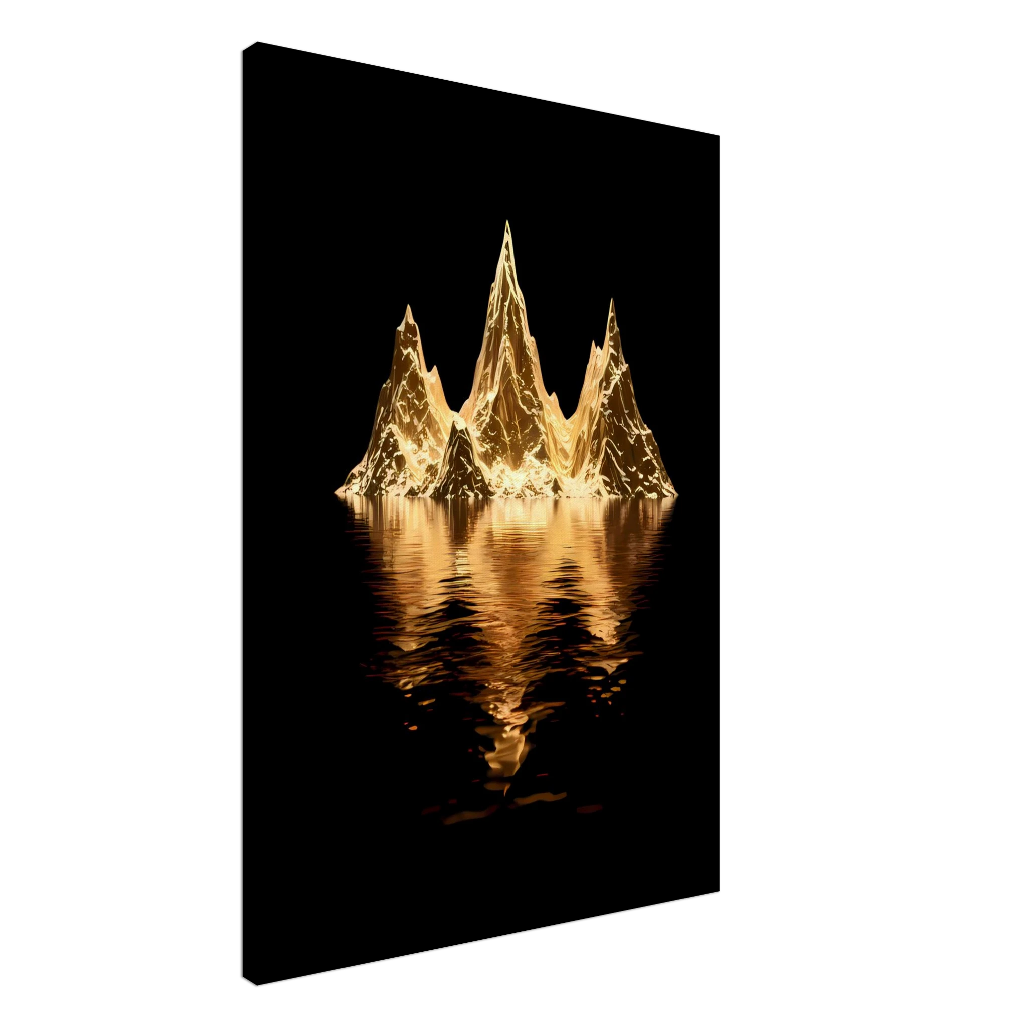 [Leinwandbild "The Golden Enigma" – Abstraktes Schwarz-Gold Wandbild] - Luxus Wandbild mit 24 Karat Gold | Dark Luxury Interior & Wanddekoration.