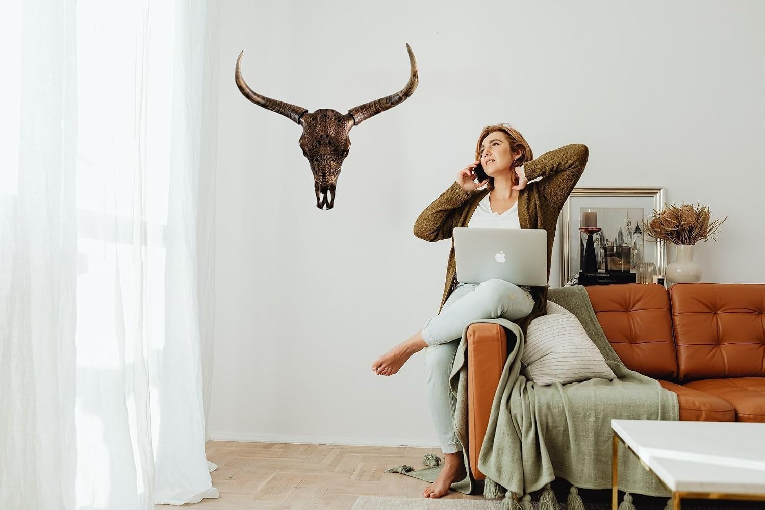 XXL Bull Skull Gold | Wandobjekt 72 cm