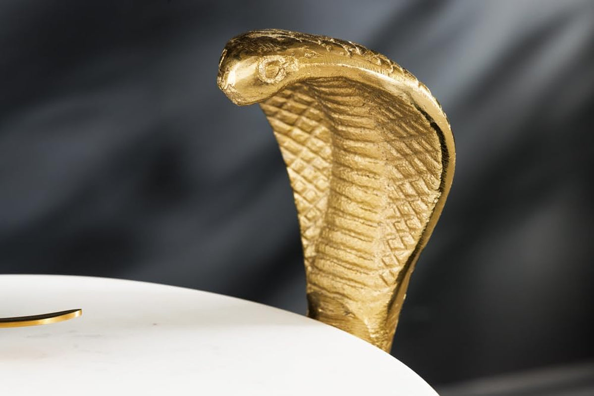 Wildlife Cobra Beistelltisch | Gold-Weiß mit Marmorlook 65 cm