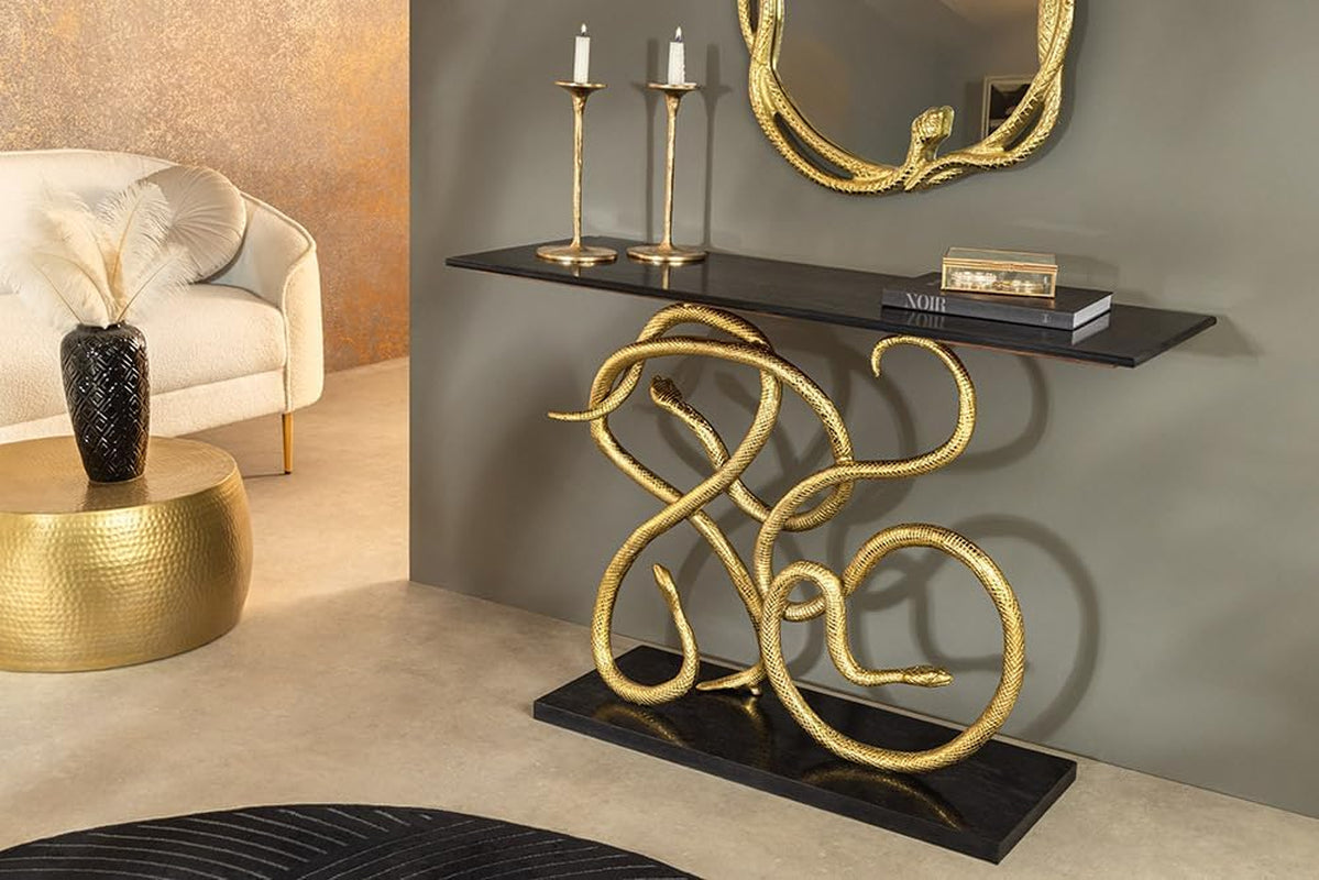 Snake Mirror Gold | Wandspiegel mit Schlangen-Skulptur 50 cm