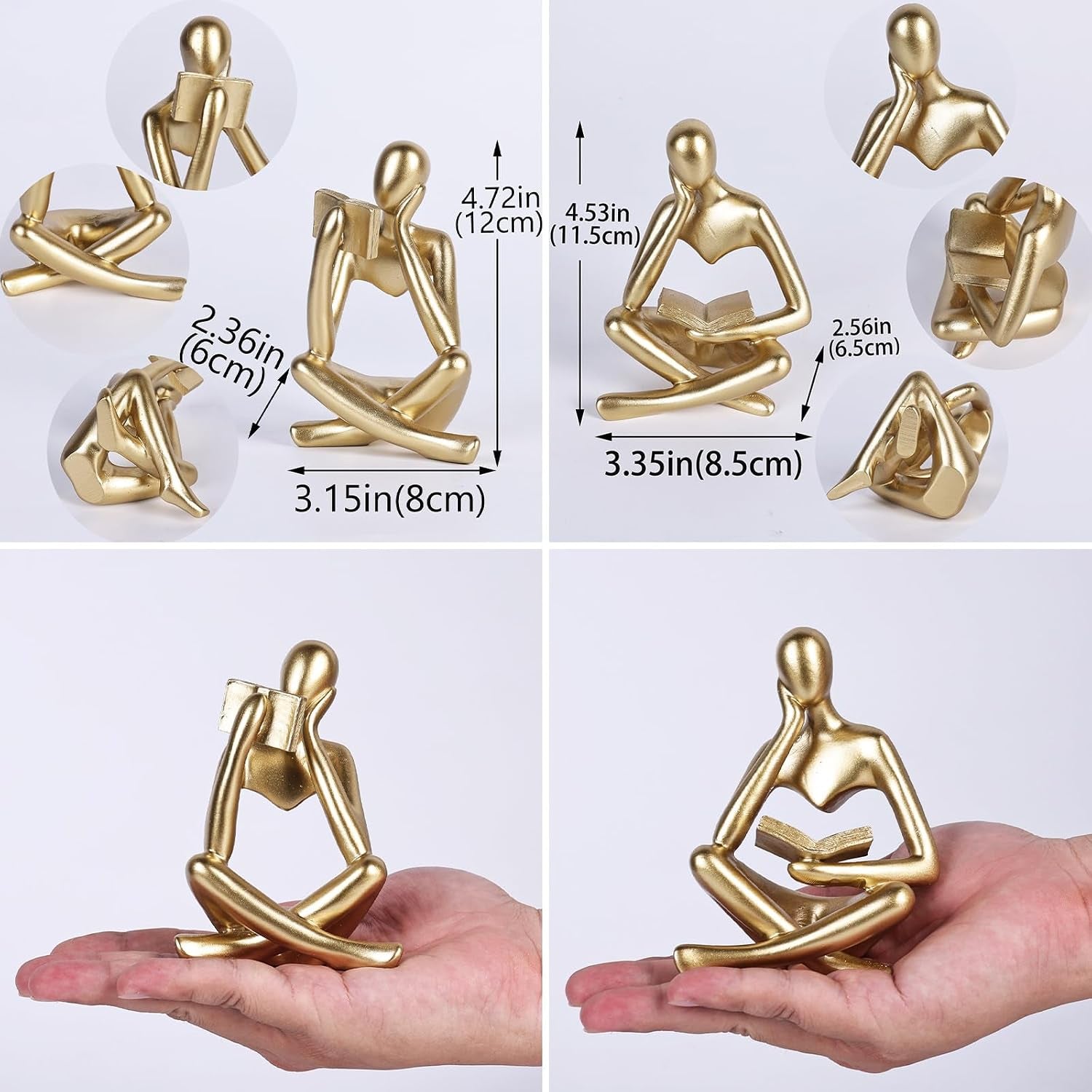 Golden Reading Figures | 2er Skulpturen-Set