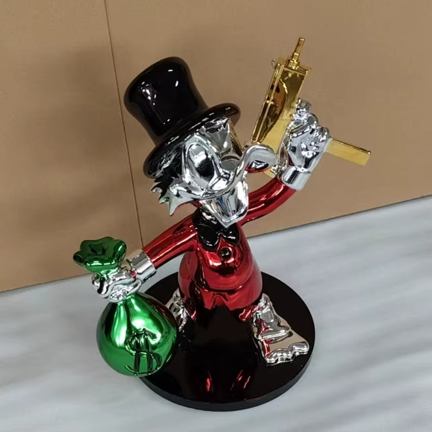Gold-rote Duck Pop-Art Skulptur aus Resin als auffälliges Statement Piece