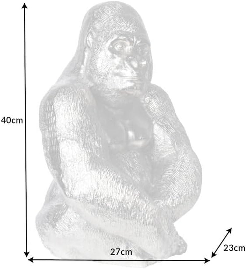 Silver Gorilla Kong | Metallskulptur 40 cm