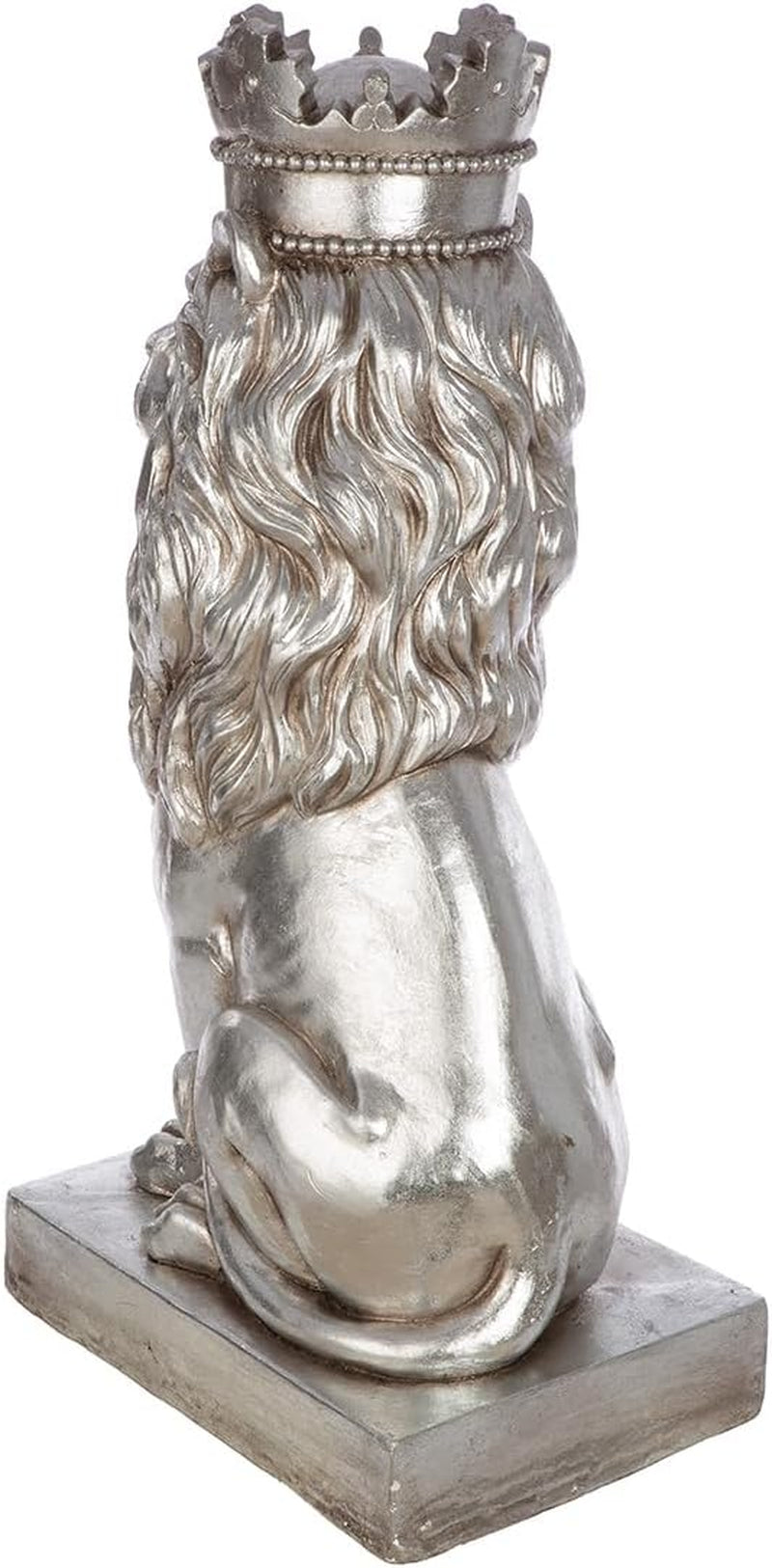 Casablanca Skulptur Löwe - Höhe 70 Cm - Silber Aus Magnesia - Antikfinish - Dekoration Tierfigur - Kunst Wohnaccessoire - Garten