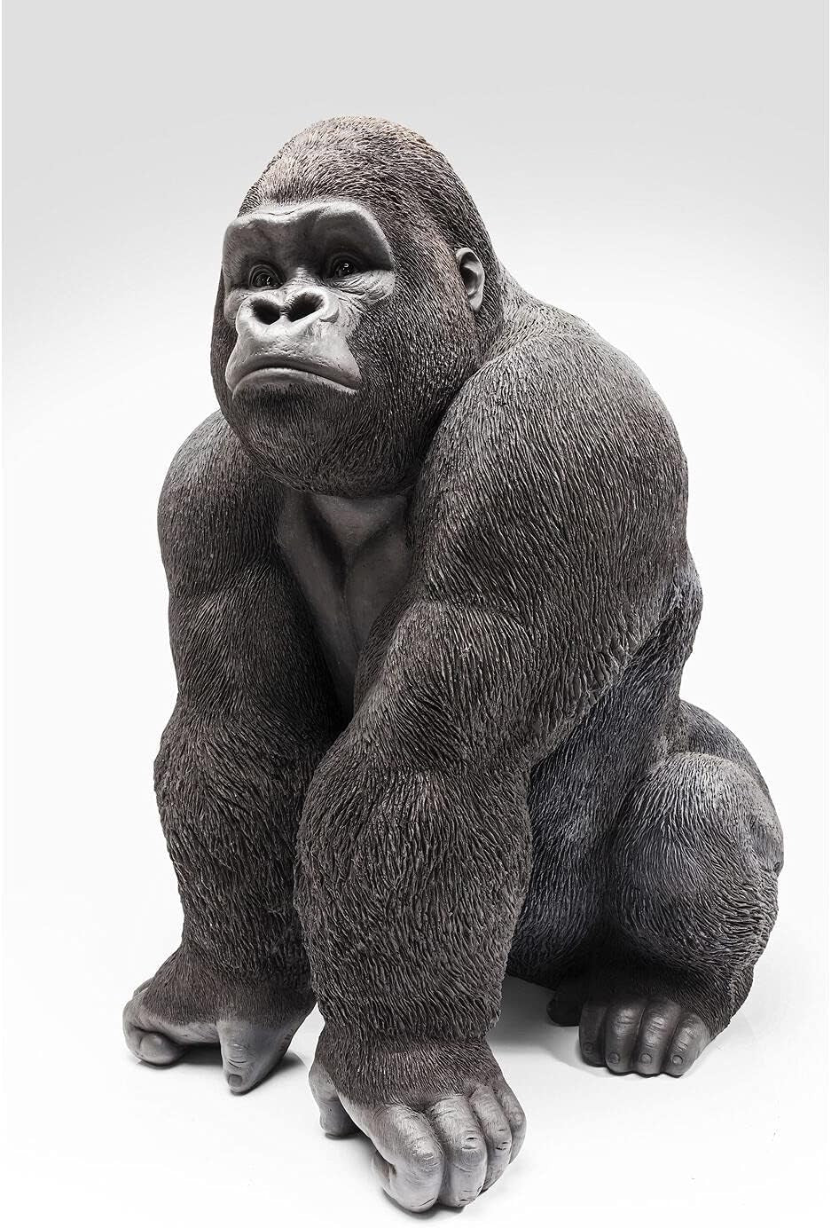 Kare Design Deko Figur Front XXL, Große Form Eines Gorillas, Ausgefallene Wohnzimmer Dekoration, Dekofigur Gorilla Schwarz, Dekoobjekt Affe, 107X90X73Cm (H/B/T)