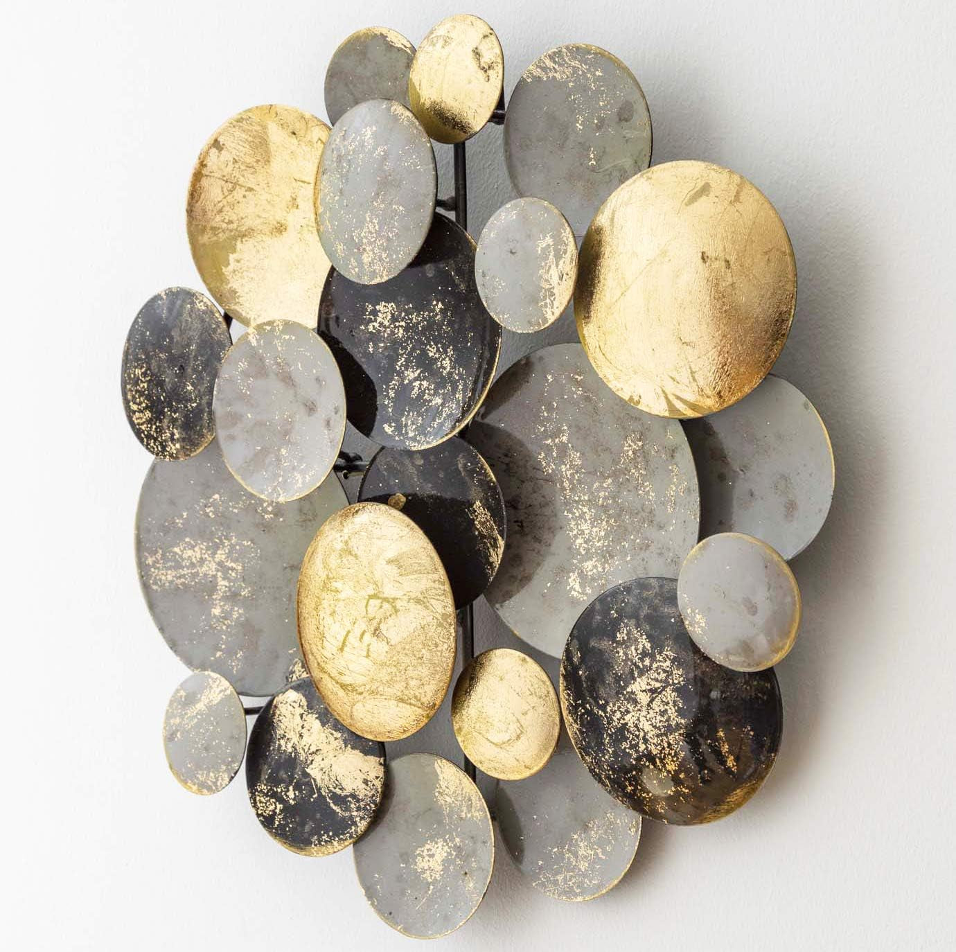 Circle Gold Metall-Wandobjekt 3D Wandskulptur Ø 30 cm