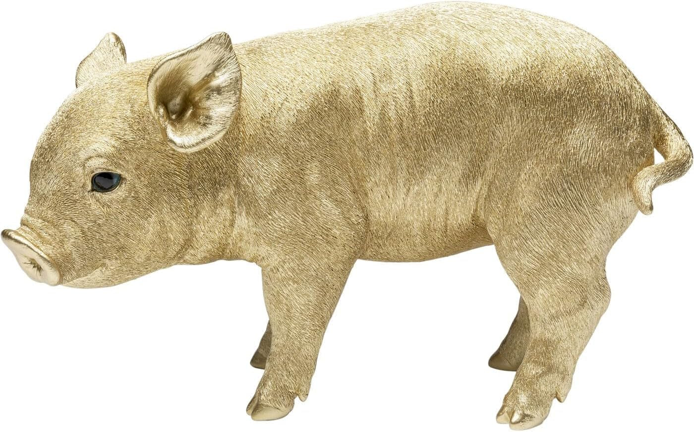 Kare Design Deko Figur Baby Pig, Gold, Handgefertigt, Unikat, Deko Objekt Fürs Wohnzimmer, Für Regale, Glücksbringer, Tier Design, 23X38X14 Cm (H/B/T)