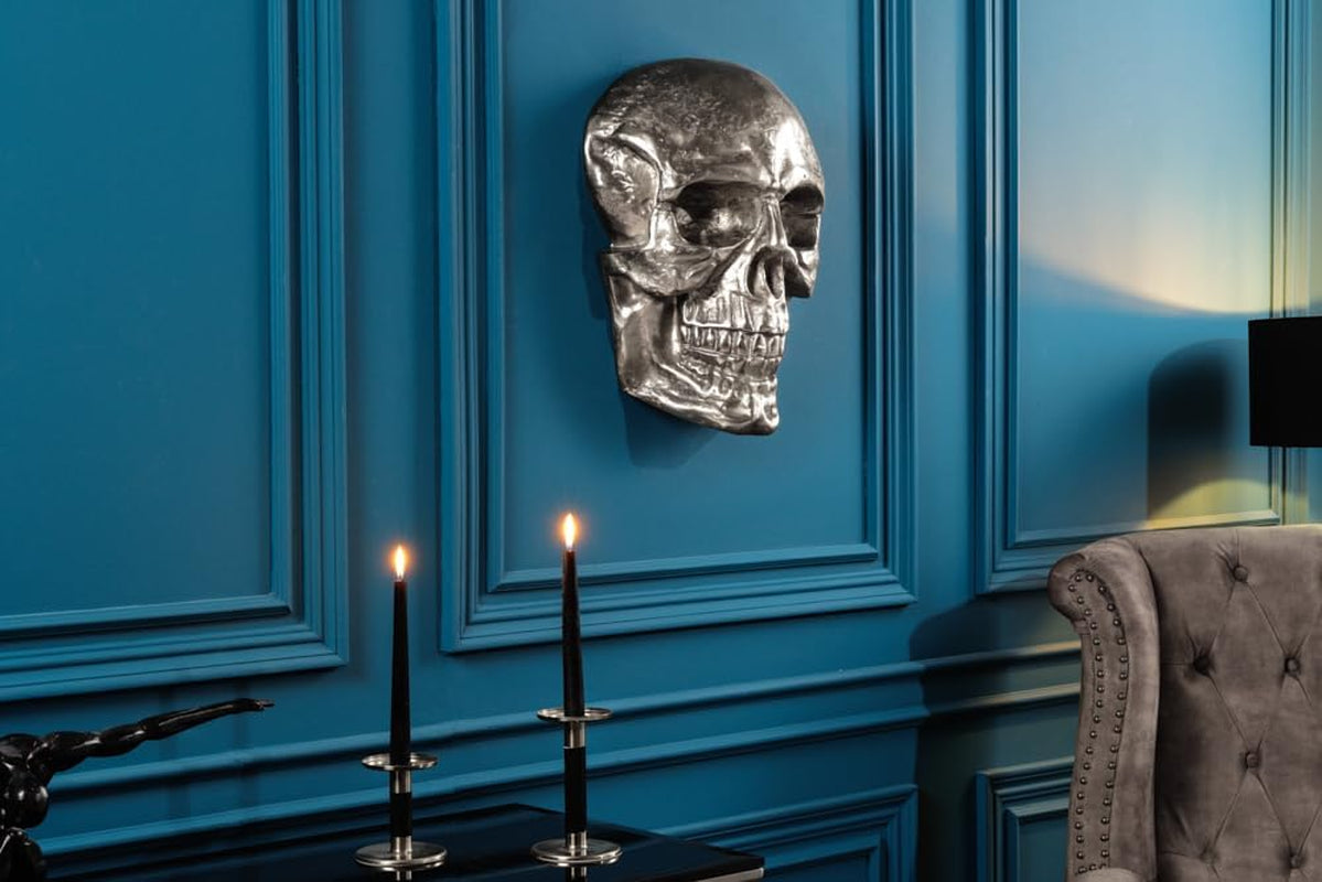XXL Skull Silver | Wandobjekt mit Chromeffekt