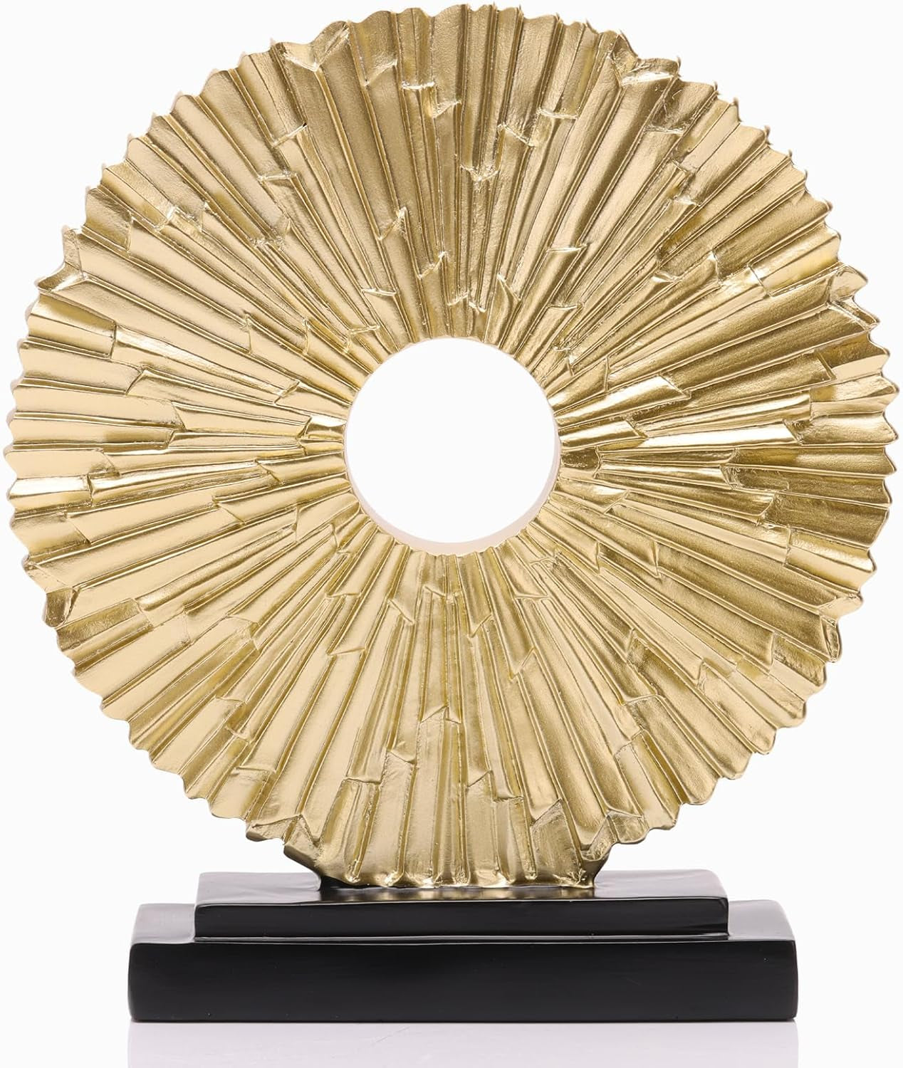 Golden Circle Lines Sculpture | Runde Skulptur in Goldoptik