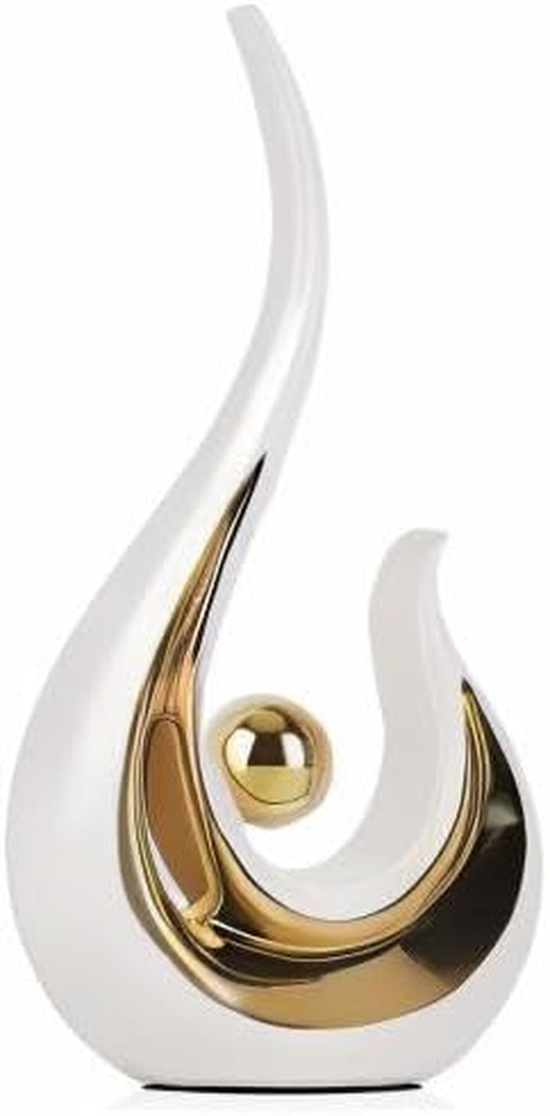 White-Gold Ceramic Sculpture | Abstraktes Deko-Objekt