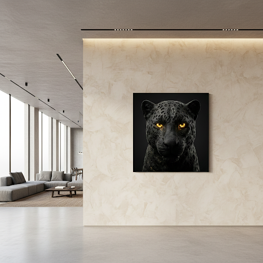 [THE AGILE LEOPARD | Luxus Wandbild Raubkatze | Eleganz & Speed | Geschenk für Männer | High-Res Download] - Luxus Wandbild mit 24 Karat Gold | Dark Luxury Interior & Wanddekoration.