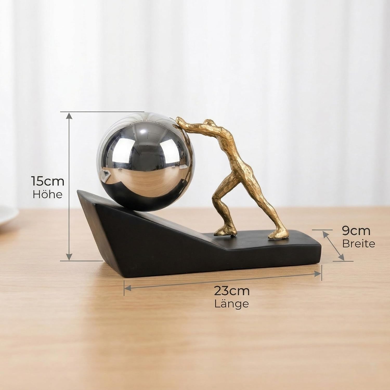 Sisyphus Gold-Chrome | Motivations-Skulptur fürs Büro