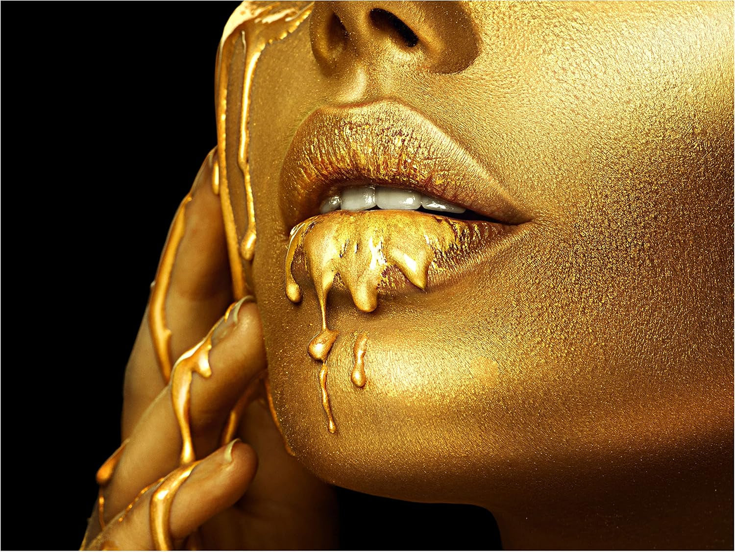 Golden Lips Acrylglasbild XXL 160 x 120 cm