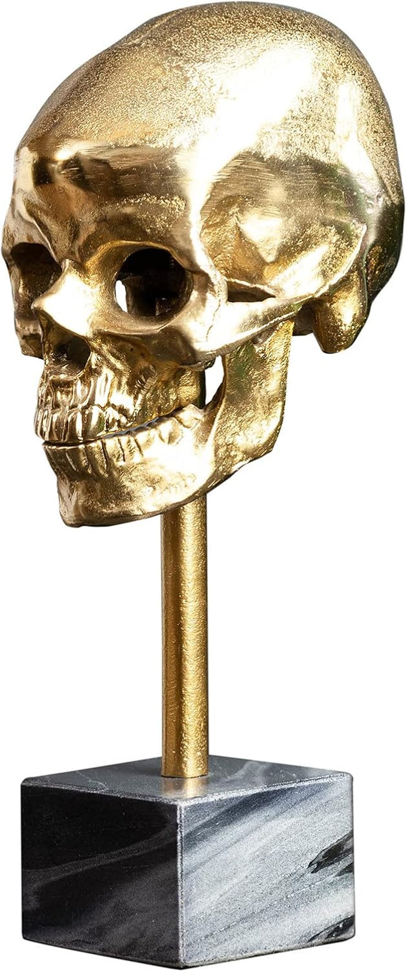 Riess Ambiente Elegante Skulptur Skull 35Cm Gold Totenkopf Mit Marmorfuß Wohnaccessoire Dekoschädel Deko