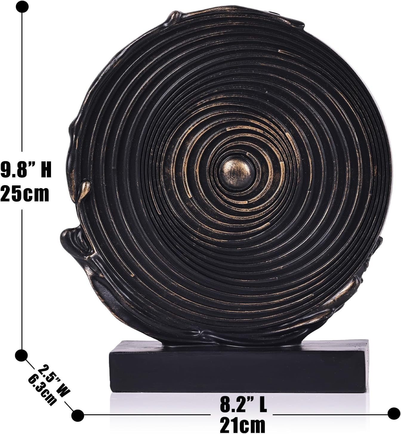 Black-Gold Round Sculpture | Moderne Skulptur 25 cm